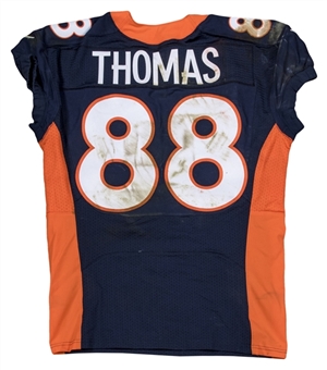 2015 Demaryius Thomas Game Used, Grass and Dirt Stained Denver Broncos Home Jersey Used on 12/13/2015 vs Oakland Raiders (Broncos COA & Panini)